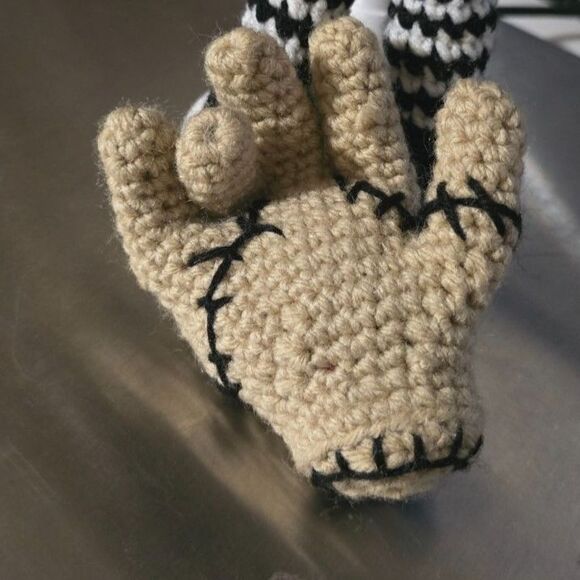 Handmade Crochet Wednesday Addams Doll with “Thing” Companion - Picture 5 of 14